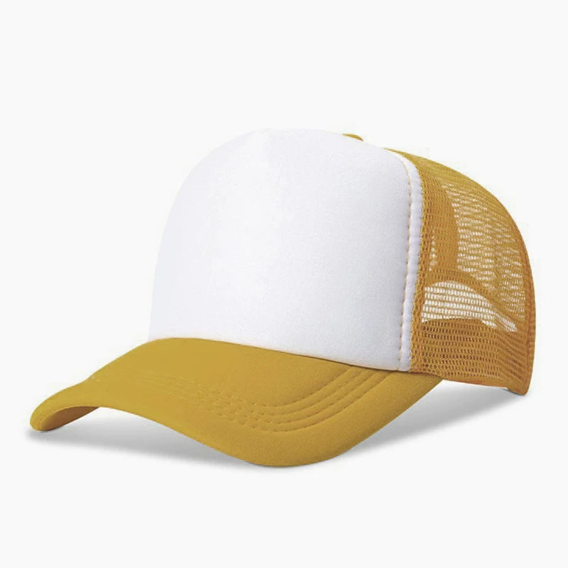 Custom Curved Brim 5 Panel Foam Trucker Cap | 100% Polyester Breathable Unisex Hat | Bulk OEM Wholesale