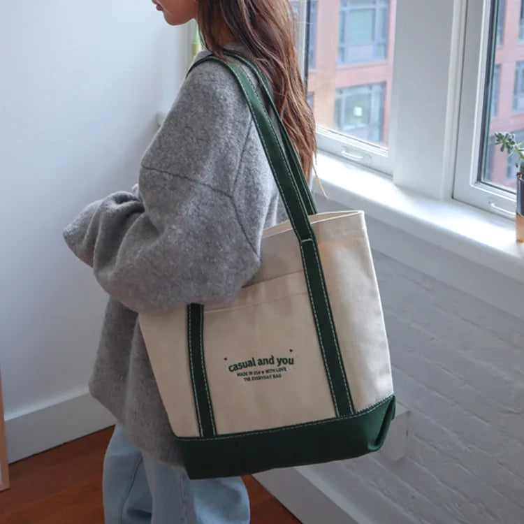 Heavyweight Cotton Canvas Reinforced Stitching Tote Bag
