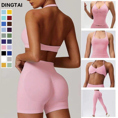Seamless Ribbed Nylon-Spandex Women's Gym Set 2-Piece Sports Bra and Leggings