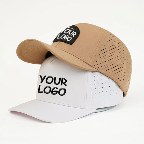 Wholesale 100% Acrylic Laser Cut Perforated Baseball Caps for Alumni Sports Hole Perforations and Rubber Patch Dad Hat