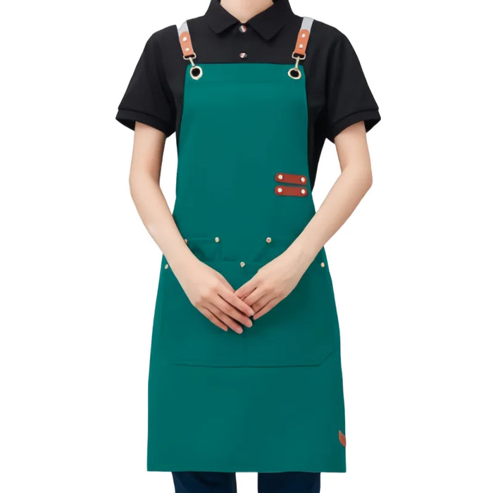 Thickened Canvas Screen-Printed Multi-Pocket Reusable Workwear Apron