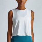 Custom Logo Quick Dry Sleeveless T Shirt Athletic Yoga Vest  80/20 Nylon Spandex Loose Fit Cropped Quick Dry Solid Tank Logo Shirt