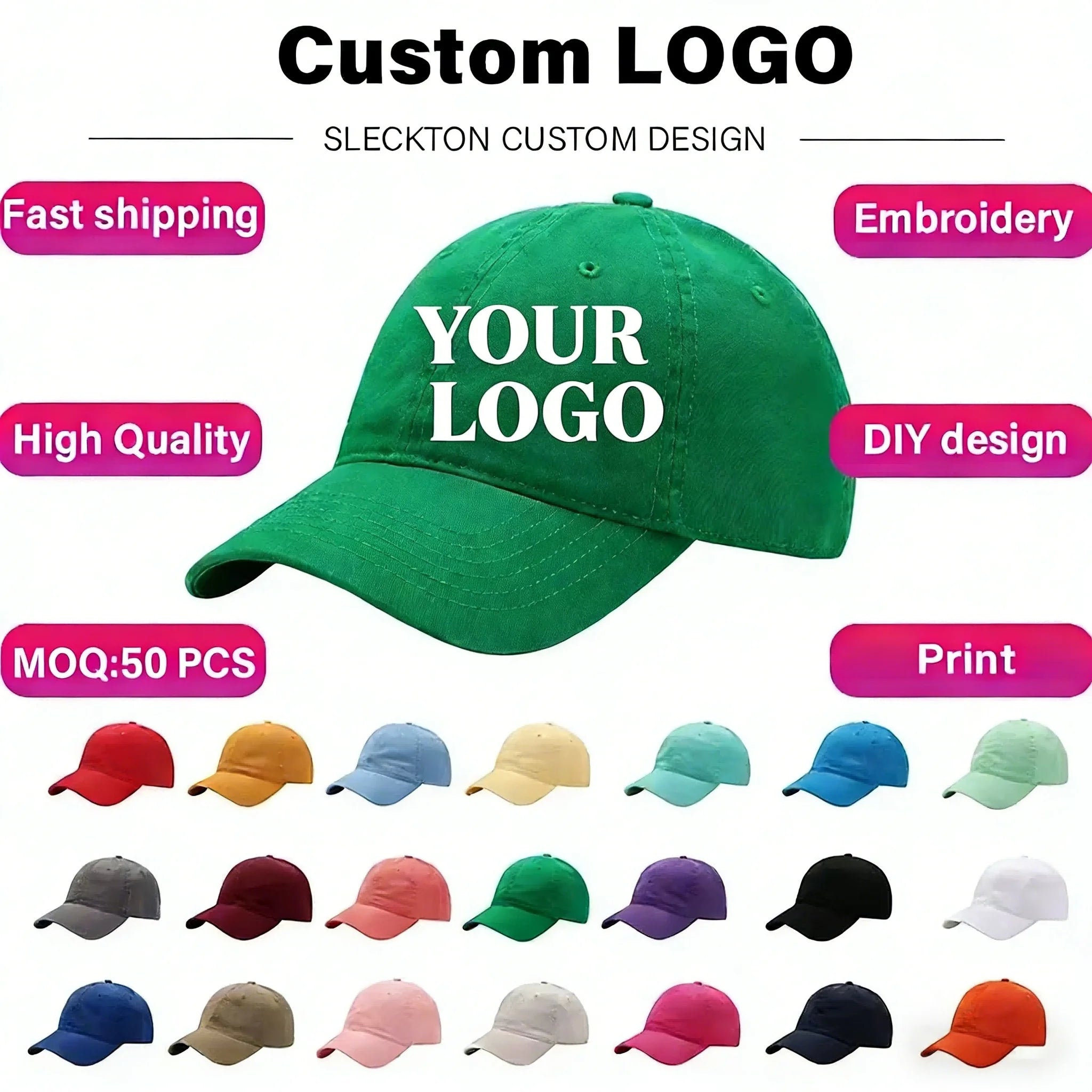 Polyester Cotton Custom Water Resistant Golf Perforated Cap Sport Hat
