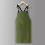 Adjustable Heavyweight Waxed Cotton Canvas Multi-Pocket Work Apron