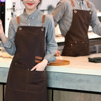 Thickened Canvas Screen-Printed Multi-Pocket Reusable Workwear Apron