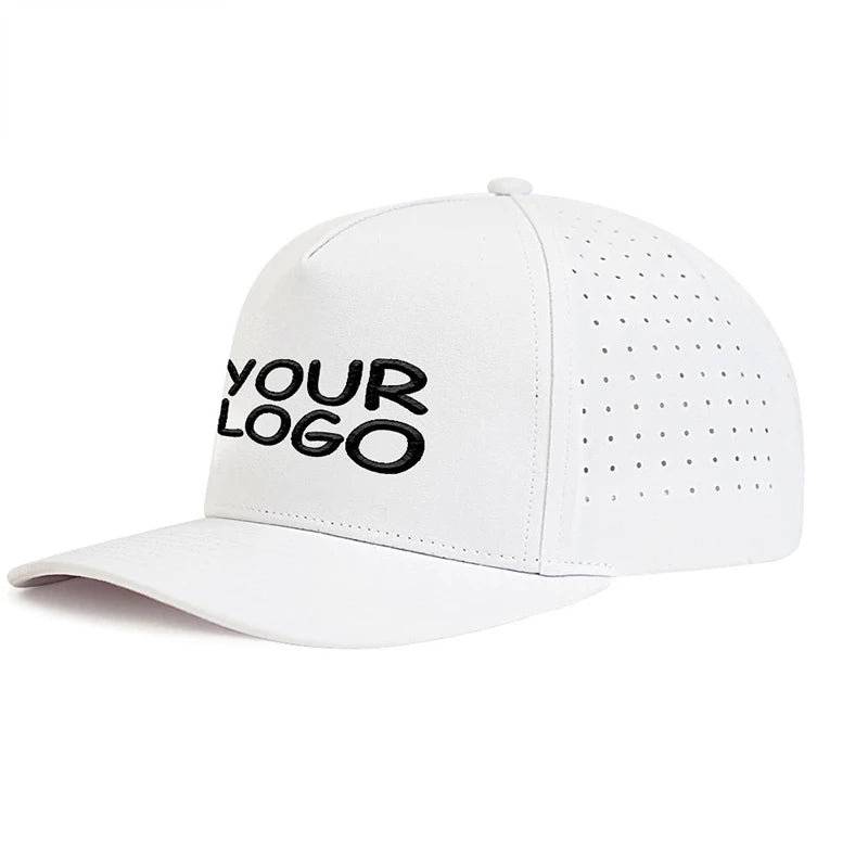 Wholesale 100% Acrylic Laser Cut Perforated Baseball Caps for Alumni Sports Hole Perforations and Rubber Patch Dad Hat