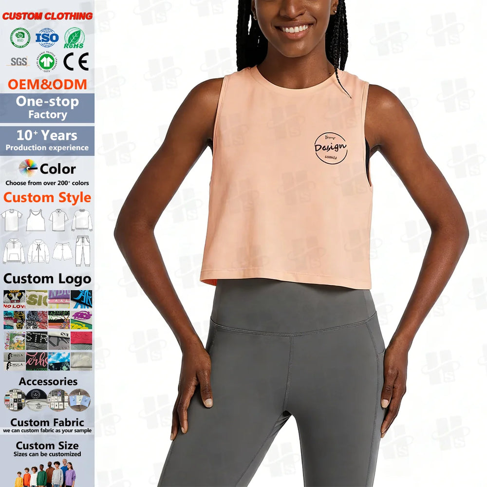100% Cotton 130-300 GSM Screen Print Sportswear Wholesale Gym Ladies Tops