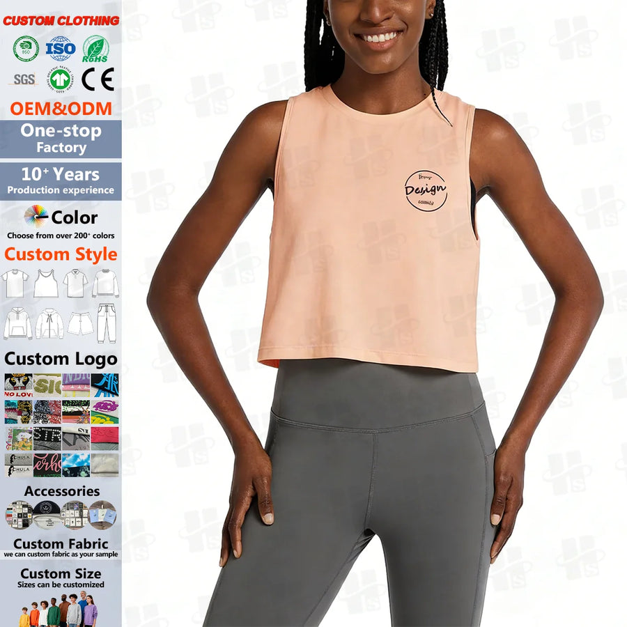 100% Cotton 130-300 GSM Screen Print Sportswear Wholesale Gym Ladies Tops