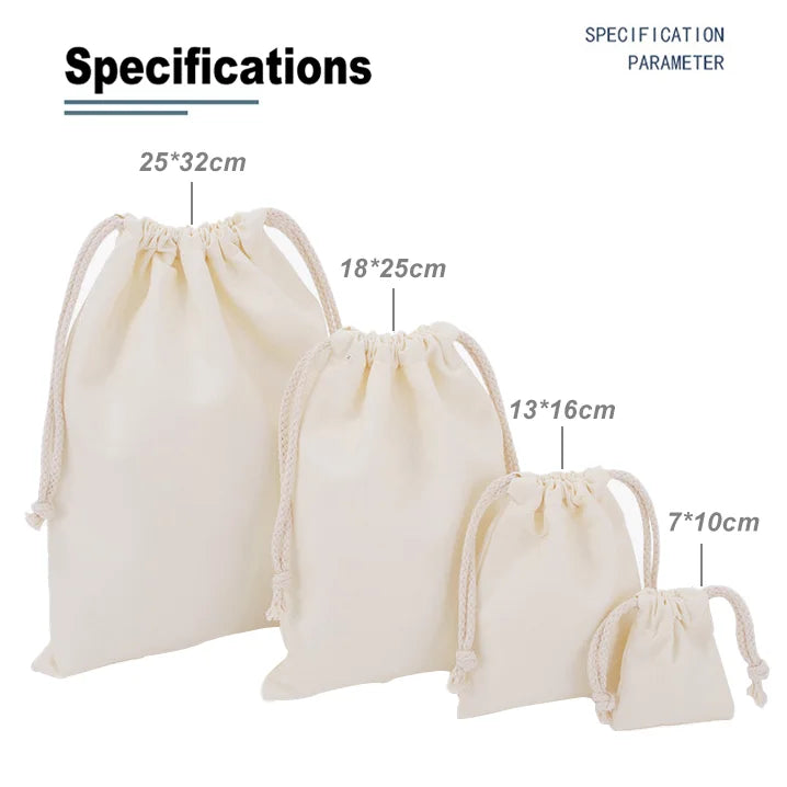 Cotton Canvas Value Drawstring Pouches