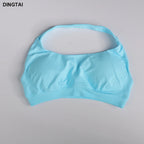 Seamless Ribbed Nylon-Spandex Women's Gym Set 2-Piece Sports Bra and Leggings
