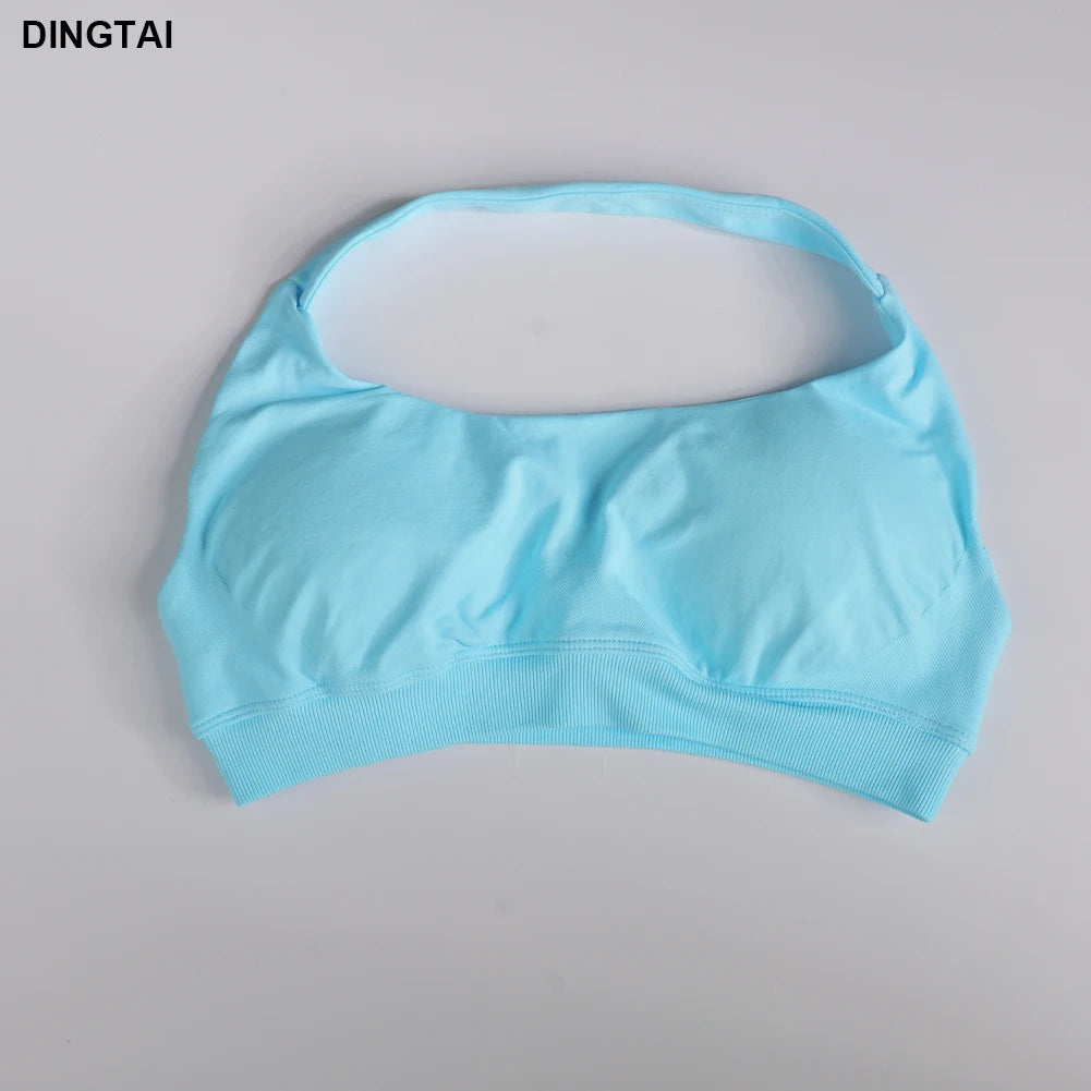 Seamless Ribbed Nylon-Spandex Women's Gym Set 2-Piece Sports Bra and Leggings
