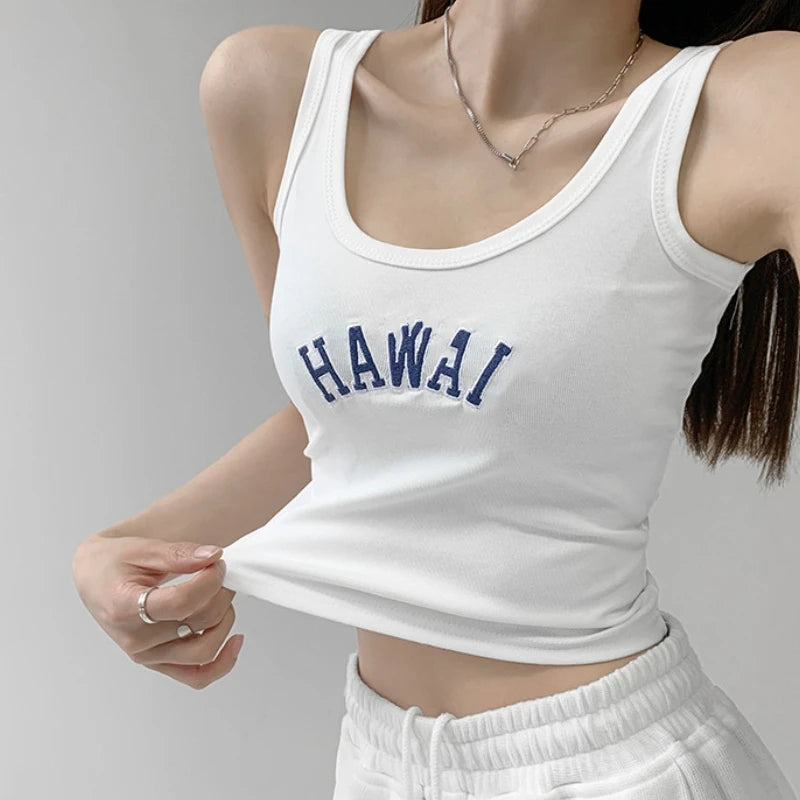 Customized Knitted Spandex Cotton Crop Tank Top for Summer