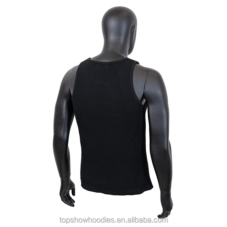 Polyester Cotton Waffle Knit Muscle Singlet | OEM Men Tank Top