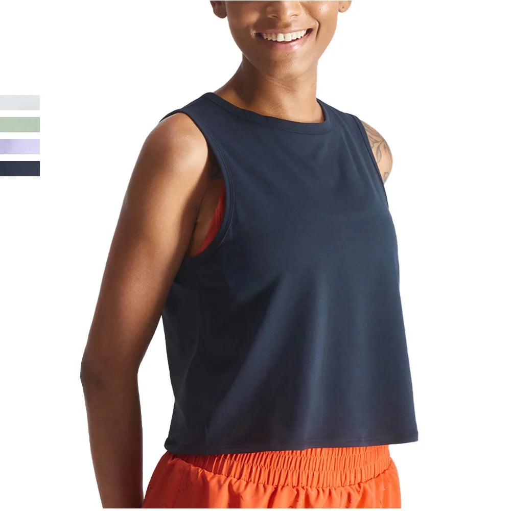 Custom Logo Quick Dry Sleeveless T Shirt Athletic Yoga Vest  80/20 Nylon Spandex Loose Fit Cropped Quick Dry Solid Tank Logo Shirt