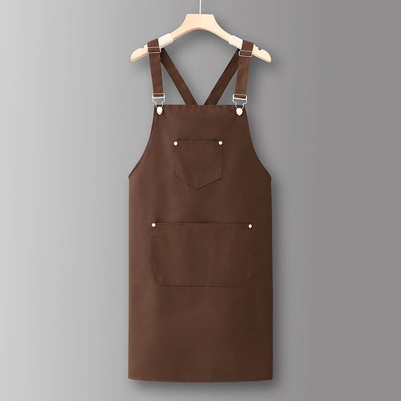 Adjustable Heavyweight Waxed Cotton Canvas Multi-Pocket Work Apron