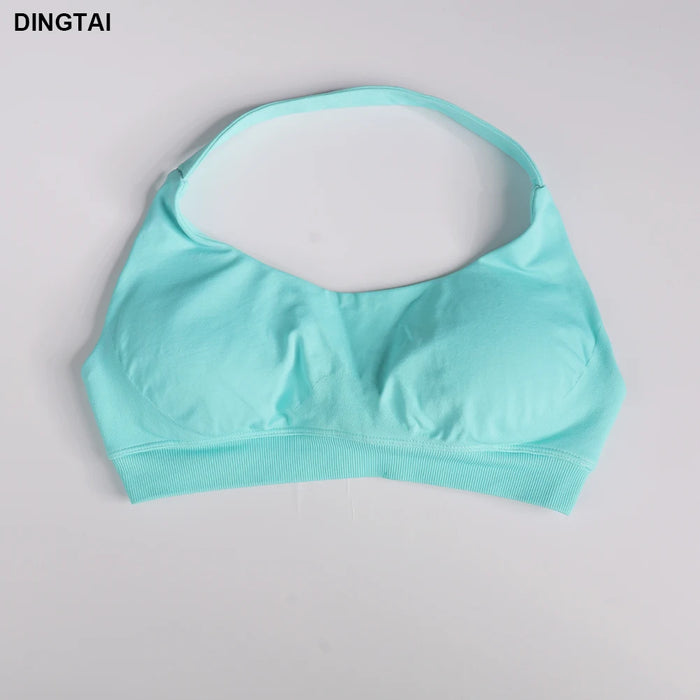 Seamless Ribbed Nylon-Spandex Women's Gym Set 2-Piece Sports Bra and Leggings