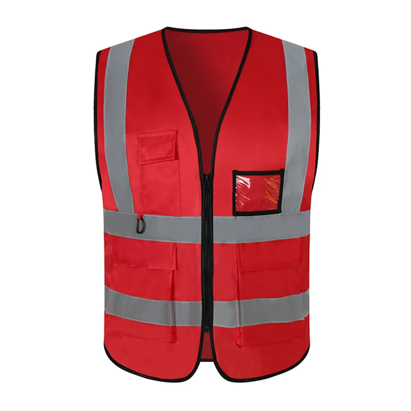 100% Polyester Mesh High Visibility LED Reflective Safety Vest with Utility Pockets