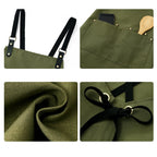 Adjustable Heavyweight Waxed Cotton Canvas Multi-Pocket Work Apron