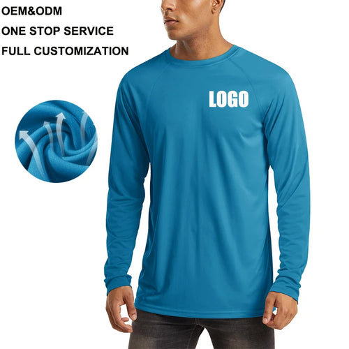 Custom LOGO Men's Sun Protection T-Shirt 145g Polyester Long Sleeve Sun Protection T-Shirt Bulk Wholesale