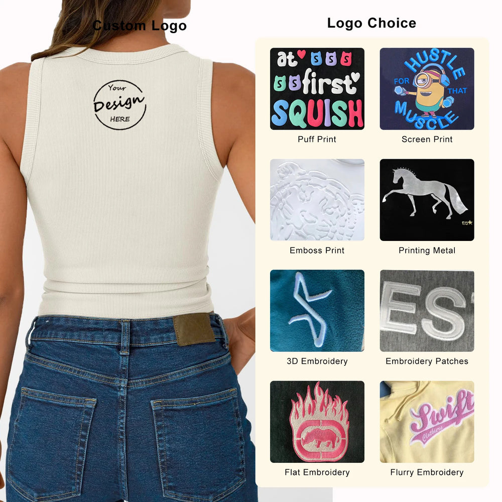 Spandex Knitted OEM Active Custom Top Street Wear Tops Top Workout Clothing Ladies Custom Embroidered Cotton Street Wear Womens Ribbed Tank Tops Women