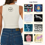 Spandex Knitted OEM Active Custom Top Street Wear Tops Top Workout Clothing Ladies Custom Embroidered Cotton Street Wear Womens Ribbed Tank Tops Women