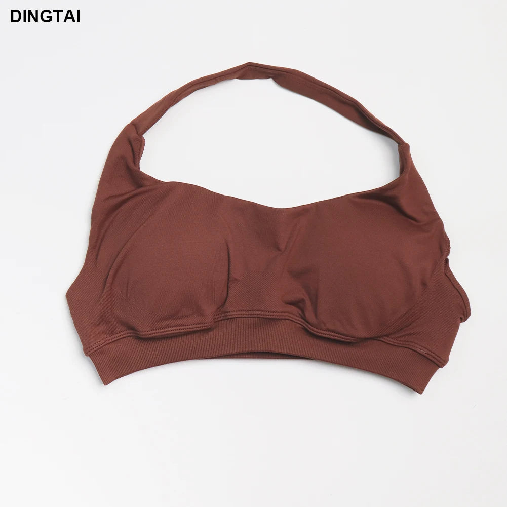 Seamless Ribbed Nylon-Spandex Women's Gym Set 2-Piece Sports Bra and Leggings