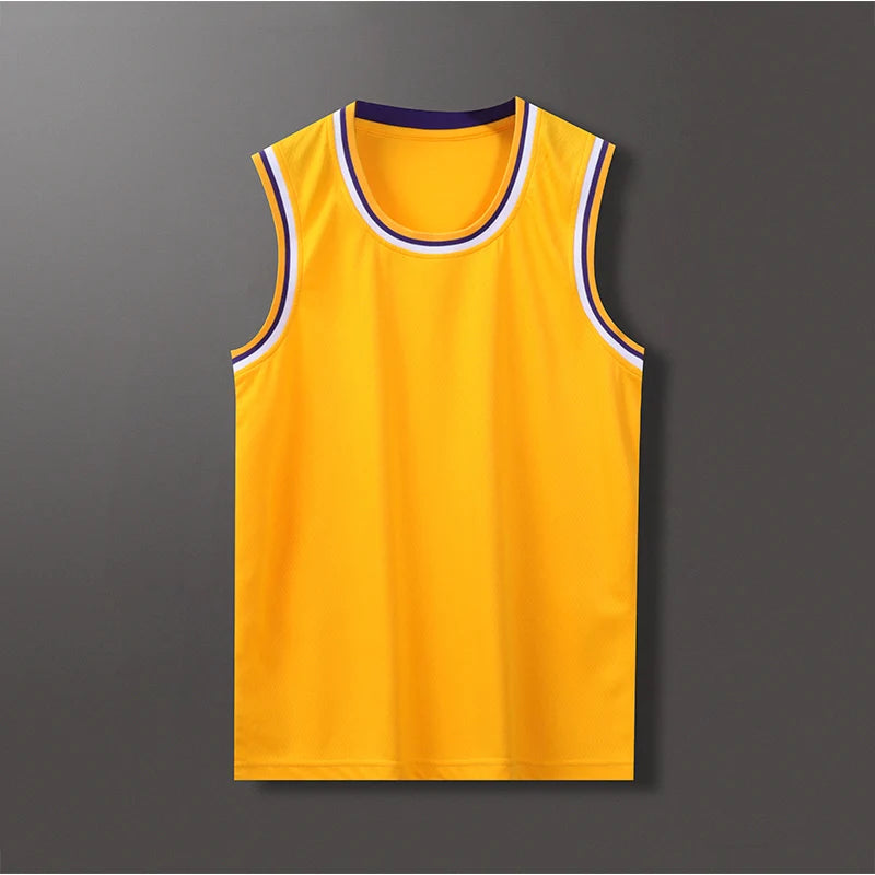 Lightweight 100% Polyester Stripe Trim Basketball Jersey | Custom Sleeveless Tank Tops