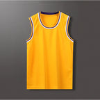Lightweight 100% Polyester Stripe Trim Basketball Jersey | Custom Sleeveless Tank Tops