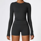 Nylon Spandex Interlock Knit Long Sleeve Workout Top