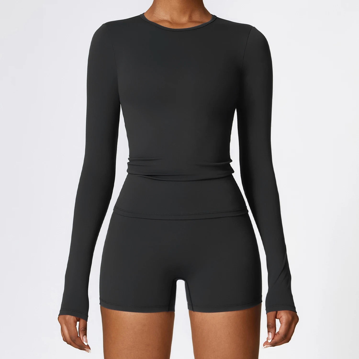 Nylon Spandex Interlock Knit Long Sleeve Workout Top