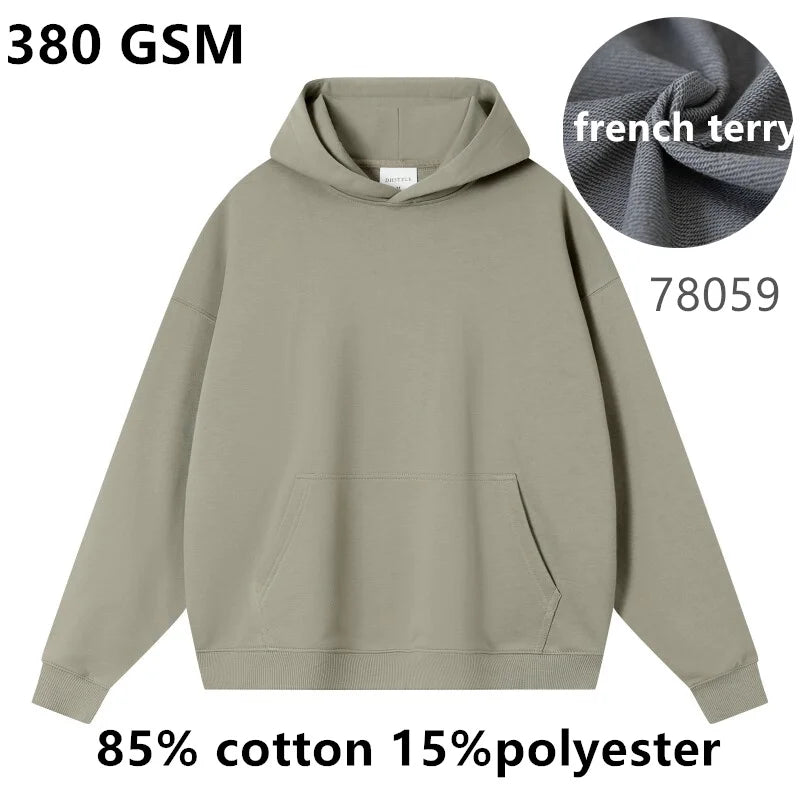French Terry Drop Shoulder Men Hoodies | High Volume Custom Sourcing Blanks