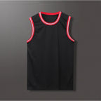 Lightweight 100% Polyester Stripe Trim Basketball Jersey | Custom Sleeveless Tank Tops