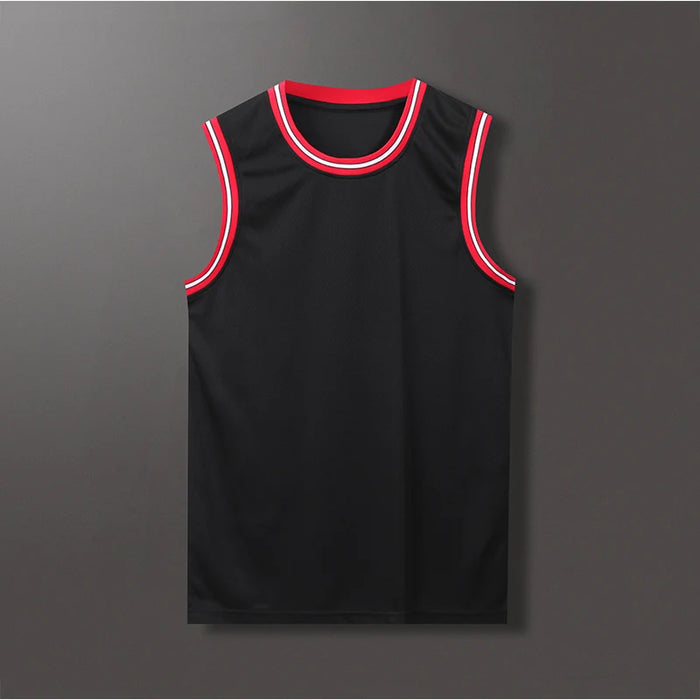Lightweight 100% Polyester Stripe Trim Basketball Jersey | Custom Sleeveless Tank Tops