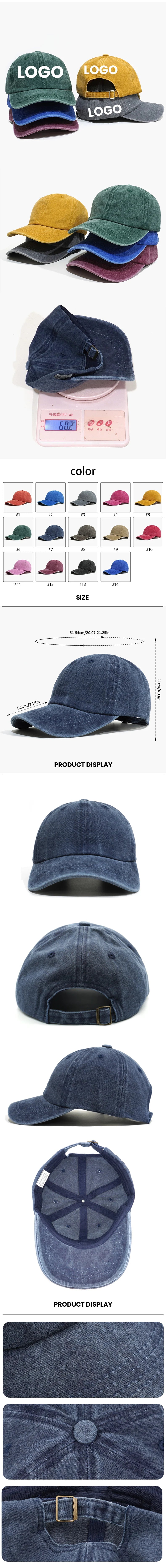 High Quality Child Cap Solid Color Blank Washed Hat for Kids High Solid Hat Vintage Gorras Customization