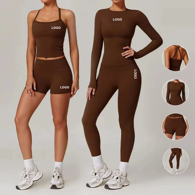 Nylon Spandex Interlock Knit Long Sleeve Workout Top
