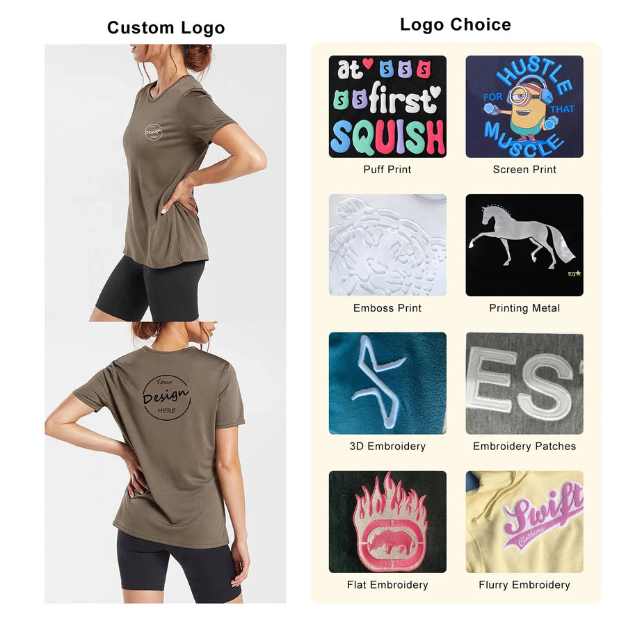 50/50 Blend 110-300GSM Puff Finish Short Sleeve Tshirts Custom Fitness Tops