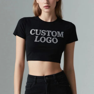 Custom Made Women's Loose Fit Short Sleeve Crop Top Custom Fit Summer Knitted Top 210g Spandex Cotton Crop Shirt