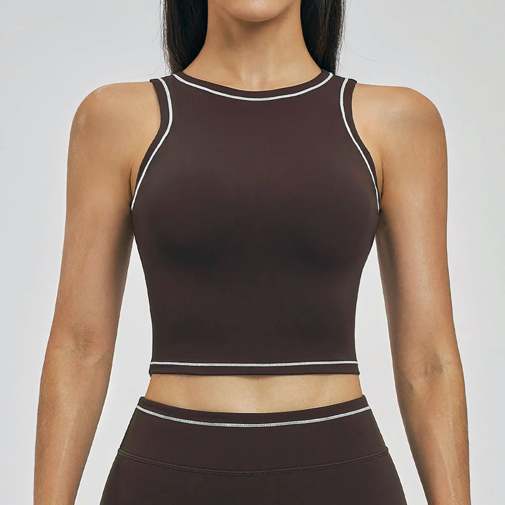 280g Spandex Nylon Four Way Stretch Sports Crop Yoga Tank Tops Build in Bra | Custom Activewear