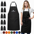Polyester-Cotton Canvas Reinforced-Stitch Multi-Pocket Boutique Apron