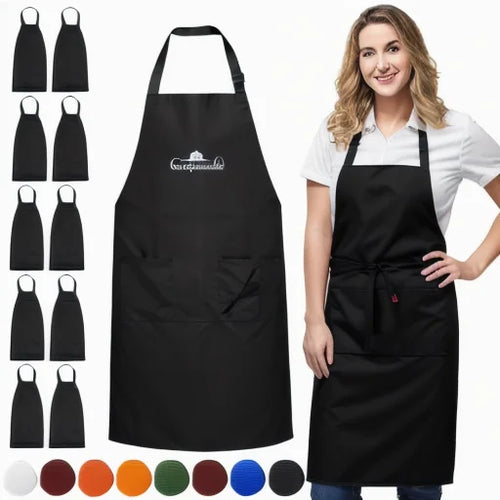 Polyester-Cotton Canvas Reinforced-Stitch Multi-Pocket Boutique Apron