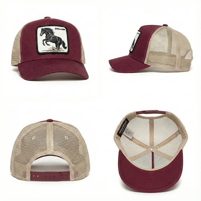 Bulk Burgundy Cotton Mesh Embroidered Patch Trucker Hats for Legacy Sports Clubs