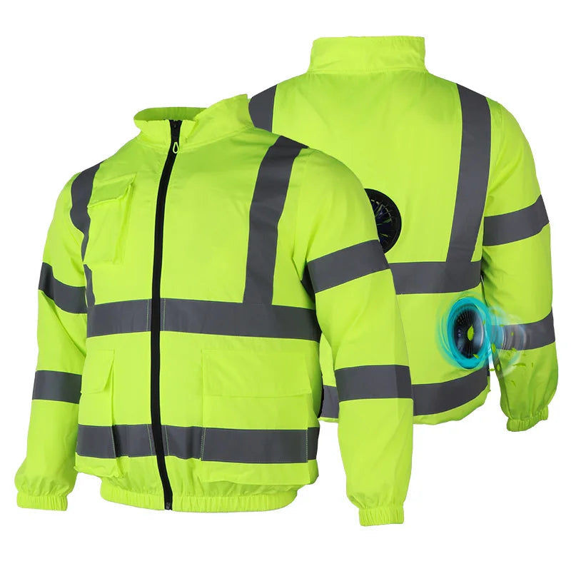 High Visibility 3 Fan Cooling Safety Vest Industrial Protective Workwear