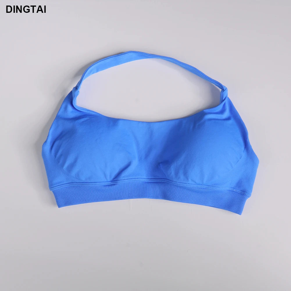 Seamless Ribbed Nylon-Spandex Women's Gym Set 2-Piece Sports Bra and Leggings