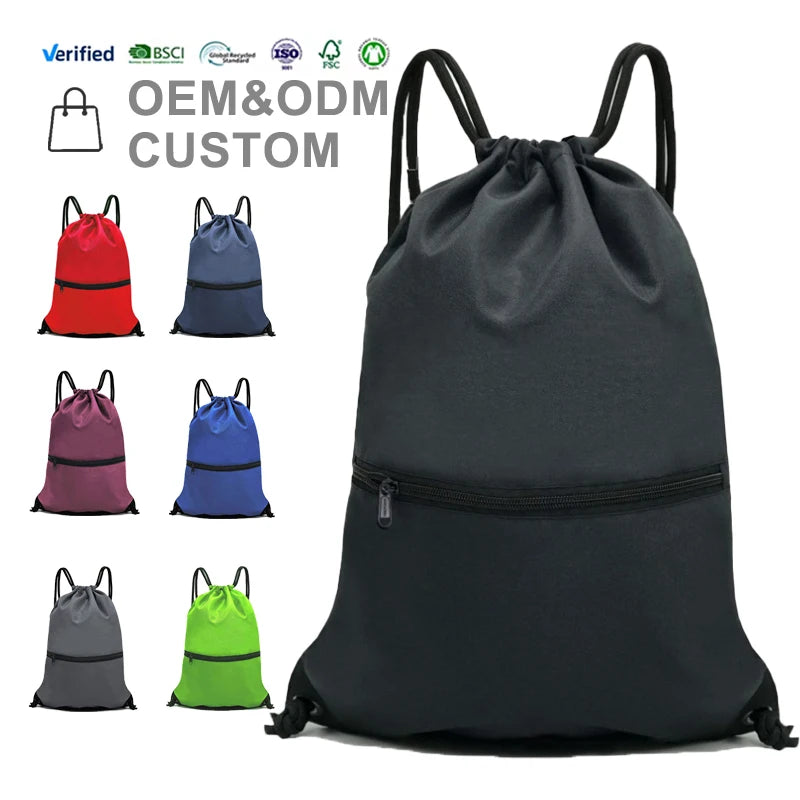 Polyester Custom Printed Drawstring Backpack Bag