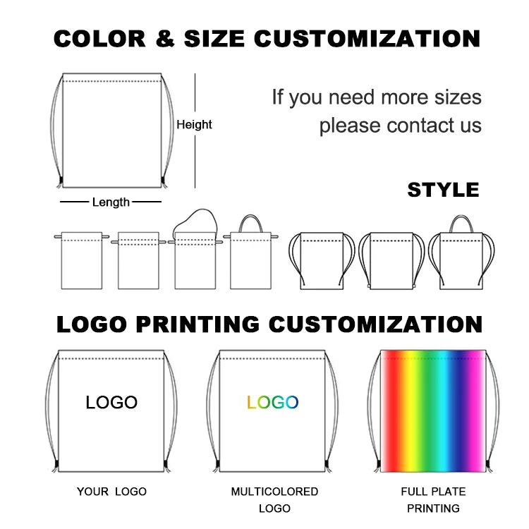 Polyester Custom Printed Drawstring Backpack Bag