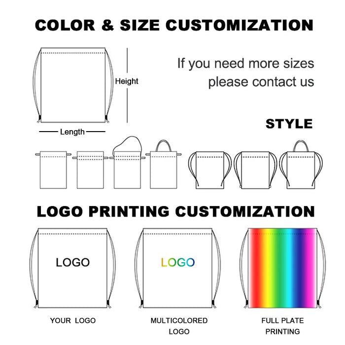 Polyester Custom Printed Drawstring Backpack Bag