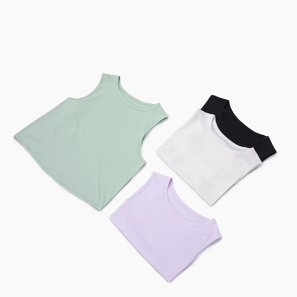 Custom Logo Quick Dry Sleeveless T Shirt Athletic Yoga Vest  80/20 Nylon Spandex Loose Fit Cropped Quick Dry Solid Tank Logo Shirt