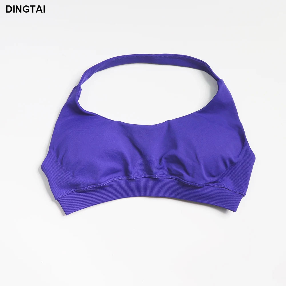Seamless Ribbed Nylon-Spandex Women's Gym Set 2-Piece Sports Bra and Leggings