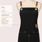 Thickened Canvas Screen-Printed Multi-Pocket Reusable Workwear Apron