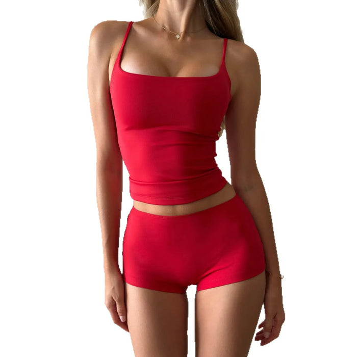230gsm Cotton-Spandex Tank Top and Shorts Set – Wholesale Custom Printed Women’s Crop Top